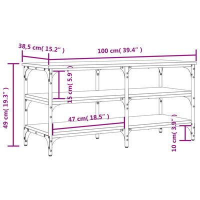 vidaXL Bancă de pantofi, negru, 100x38,5x49 cm, lemn prelucrat