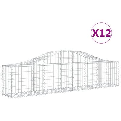 vidaXL Coșuri gabion arcuite 12 buc, 200x30x40/60 cm, fier galvanizat