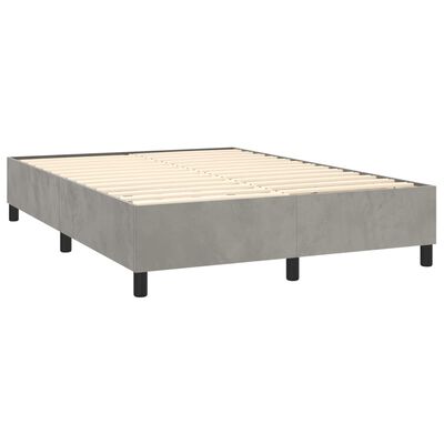 vidaXL Pat box spring cu saltea, gri deschis, 140x190 cm, catifea