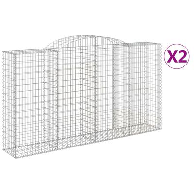 vidaXL Coșuri gabion arcuite 2 buc, 300x50x160/180 cm, fier galvanizat