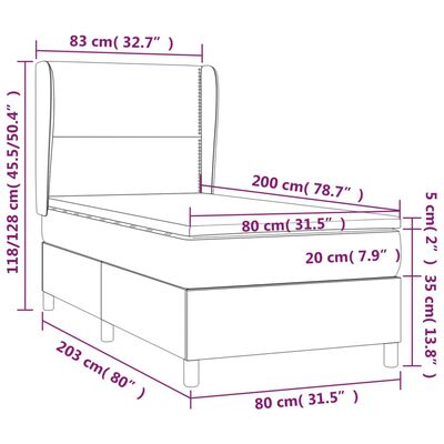 vidaXL Pat box spring cu saltea, albastru închis, 80x200 cm, catifea