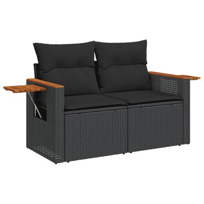 vidaXL Set mobilier de grădină cu perne, 5 piese, negru, poliratan