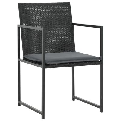 vidaXL Set mobilier de exterior cu perne, 5 piese, negru, poliratan