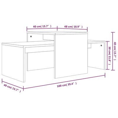 vidaXL Set măsuță de cafea, stejar maro, 100x48x40 cm, lemn prelucrat