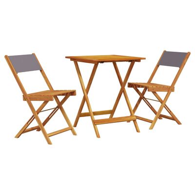 vidaXL Set mobilier bistro, 3 piese, textil antracit/lemn masiv