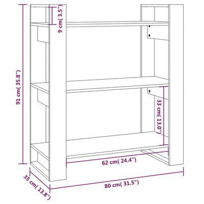 vidaXL Bibliotecă/Separator cameră, 80x35x91 cm, lemn masiv de pin