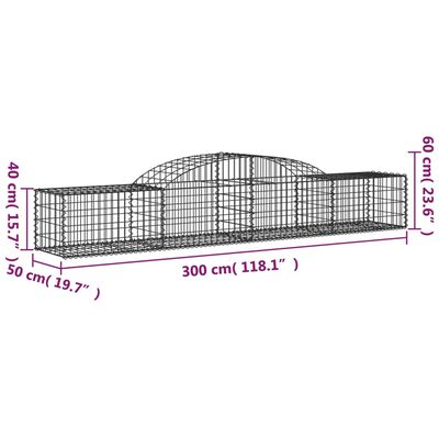 vidaXL Coșuri gabion arcuite, 20 buc., 300x50x40/60cm, fier galvanizat