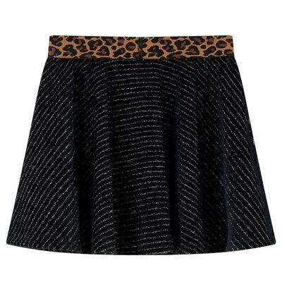 Fusta de copii cu talie tip leopard, negru, 140