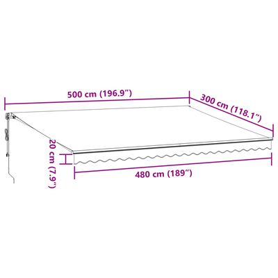 vidaXL Copertina retractabilă automat cu LED-uri, maro, 500x300 cm