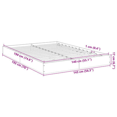 vidaXL Cadru de pat, gri beton, 140x190 cm, lemn prelucrat