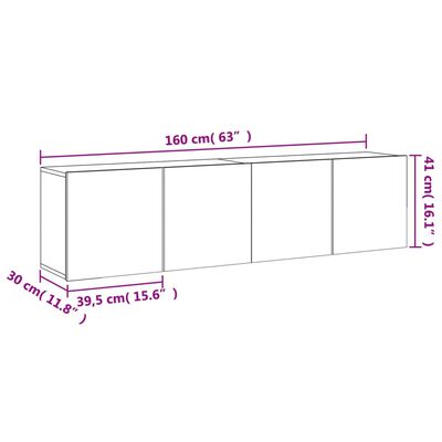 vidaXL Comodă TV de perete, 2 buc. stejar maro, 80x30x41 cm