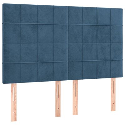 vidaXL Pat box spring cu saltea, albastru închis, 140x190 cm, catifea