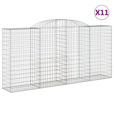 vidaXL Coșuri gabion arcuite 11 buc, 300x50x140/160cm, fier galvanizat