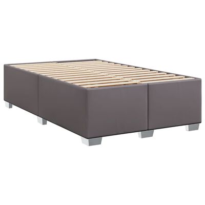 vidaXL Pat box spring cu saltea, gri, 120x190 cm, piele ecologică