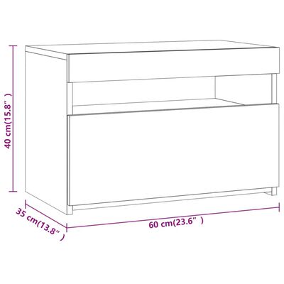 vidaXL Noptiere cu lumini LED, gri sonoma, 60x35x40 cm