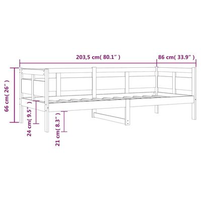 vidaXL Pat de zi, 80x200 cm, lemn masiv de pin