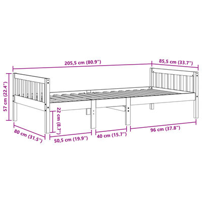 vidaXL Pat pentru copii fără saltea, maro, 80x200 cm, lemn masiv pin