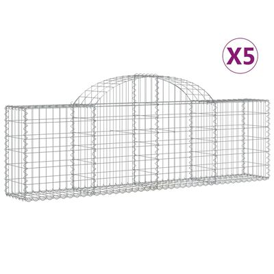 vidaXL Coșuri gabion arcuite 5 buc, 200x30x60/80 cm, fier galvanizat