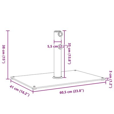 vidaXL Suport umbrelă pentru stâlpi Ø32/38/48 mm, 15 kg, dreptunghi