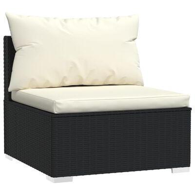 vidaXL Set mobilier de grădină cu perne, 7 piese, negru, poliratan