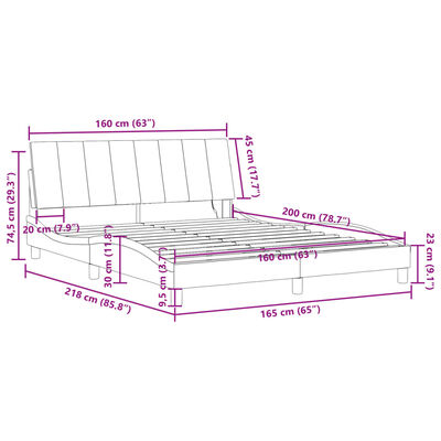 vidaXL Cadru de pat cu lumini LED, negru, 160x200 cm, catifea