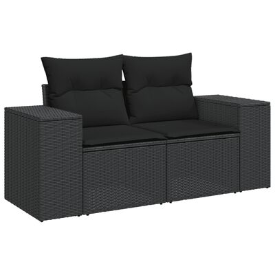 vidaXL Set mobilier de grădină cu perne, 6 piese, negru, poliratan