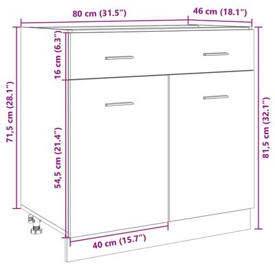 vidaXL Dulap inferior cu sertar, stejar Sonoma, 80 x 46 x 81,5 cm, PAL