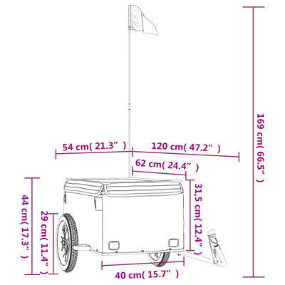 vidaXL Remorcă pentru biciclete negru/portocaliu, 30 kg, fier