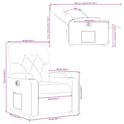 vidaXL Fotoliu rabatabil electric, maro, material textil