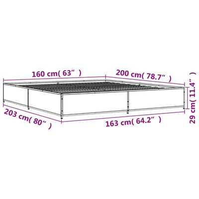 vidaXL Cadru de pat, stejar maro, 160x200 cm, lemn prelucrat și metal