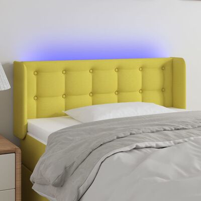 vidaXL Tăblie de pat cu LED, verde, 103x16x78/88 cm, textil