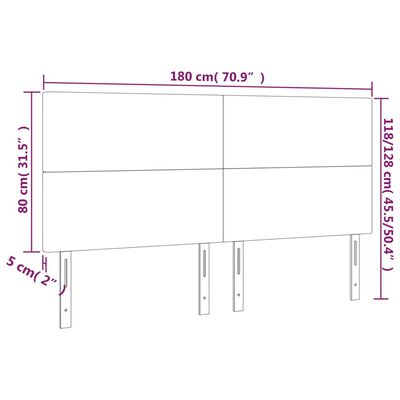 vidaXL Tăblie de pat cu LED, negru, 180x5x118/128 cm, piele ecologică