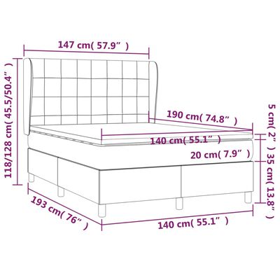 vidaXL Pat box spring cu saltea, albastru, 140x200 cm, textil