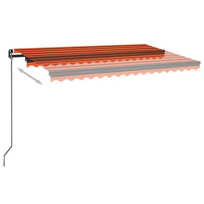 vidaXL Copertină retractabilă manual, LED, portocaliu/ maro 450x350 cm