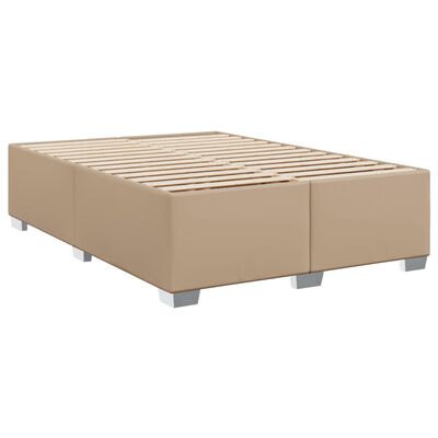 vidaXL Pat box spring cu saltea, cappuccino, 140x200cm piele ecologică