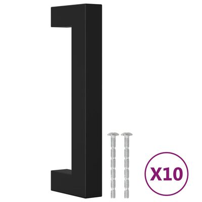 vidaXL Mânere de dulap, 10 buc., negru, 96 mm, oțel inoxidabil