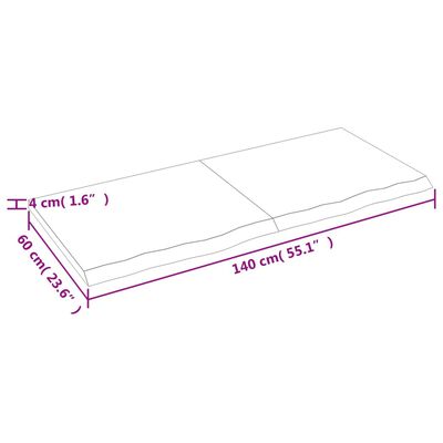 vidaXL Blat de masă maro 140x60x(2-4) cm, lemn masiv stejar tratat