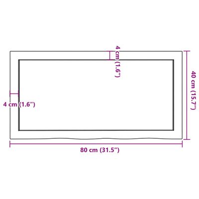 vidaXL Blat de baie, maro închis, 80x40x(2-6) cm, lemn masiv tratat