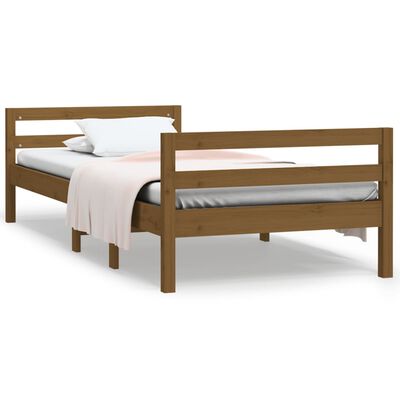 vidaXL Cadru de pat, maro miere, 75x190 cm, lemn masiv de pin