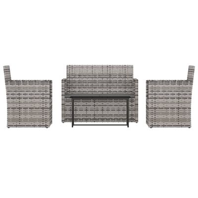 vidaXL Set mobilier de exterior cu perne, 4 piese, gri, poliratan