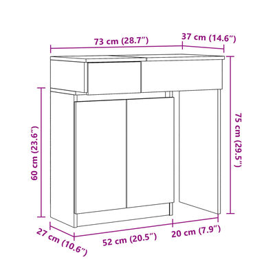 vidaXL Masă de toaletă cu LED, gri beton, 115x37x110,5 cm