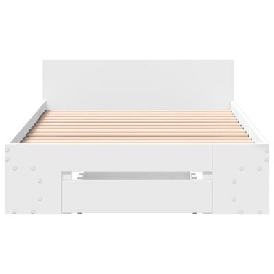 vidaXL Cadru de pat cu sertar, alb, 100x200 cm, lemn prelucrat
