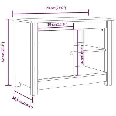 vidaXL Comodă TV, maro miere, 70x36,5x52 cm, lemn masiv de pin