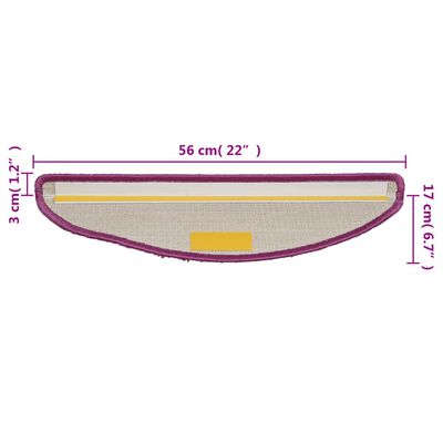 vidaXL Covorașe pentru trepte scară, 15 buc., violet, 56x17x3 cm