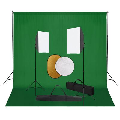 vidaXL Set studio foto cu lumini softbox, fundal și reflector