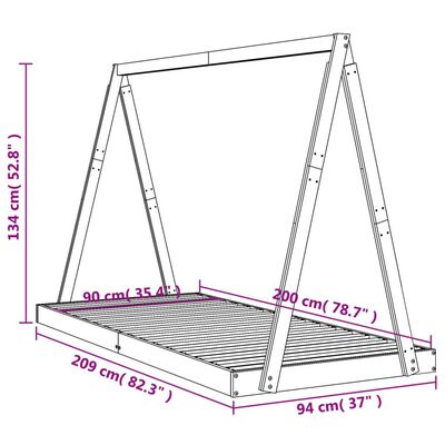 vidaXL Cadru de pat pentru copii, alb, 90x200 cm, lemn masiv de pin