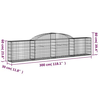 vidaXL Coșuri gabion arcuite, 9 buc., 300x30x60/80 cm, fier galvanizat