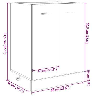 vidaXL Dulap inferior, stejar Sonoma, 60 x 46 x 81,5 cm, PAL