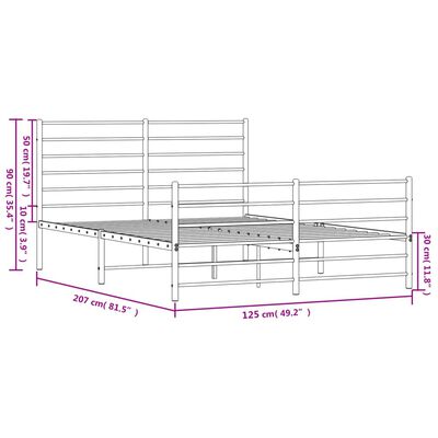 vidaXL Cadru pat metalic cu tăblie de cap/picioare, negru, 120x200 cm