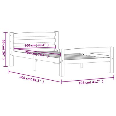 vidaXL Cadru de pat, 90x200 cm, lemn masiv de pin